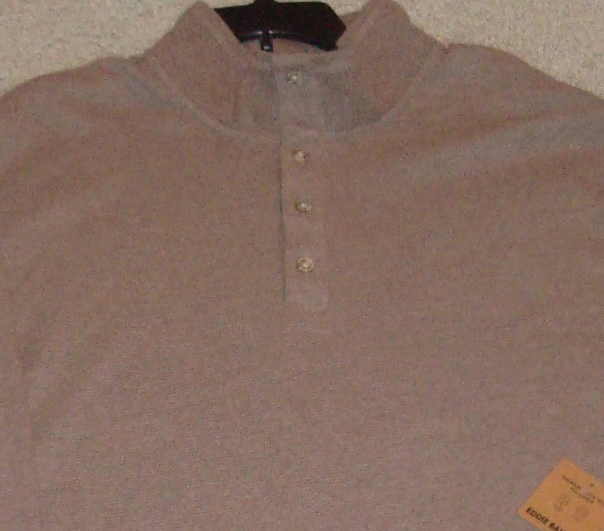 Eddie Bauer Waffle Henley Pullover Mens 2XL Brown 1/4 Button Long Sleeve NWT $65 gallery