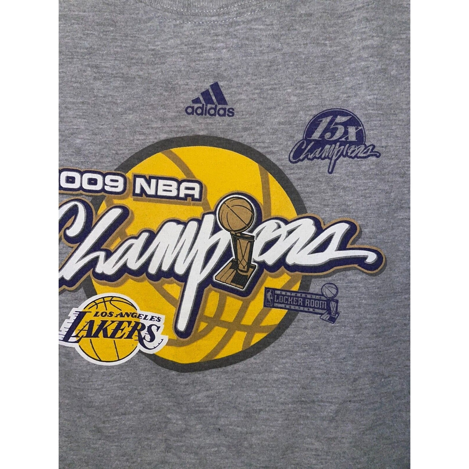 2009 NBA Champions Los Angeles Lakers Shirt Gray Tee Adidas 2000s M Medium gallery