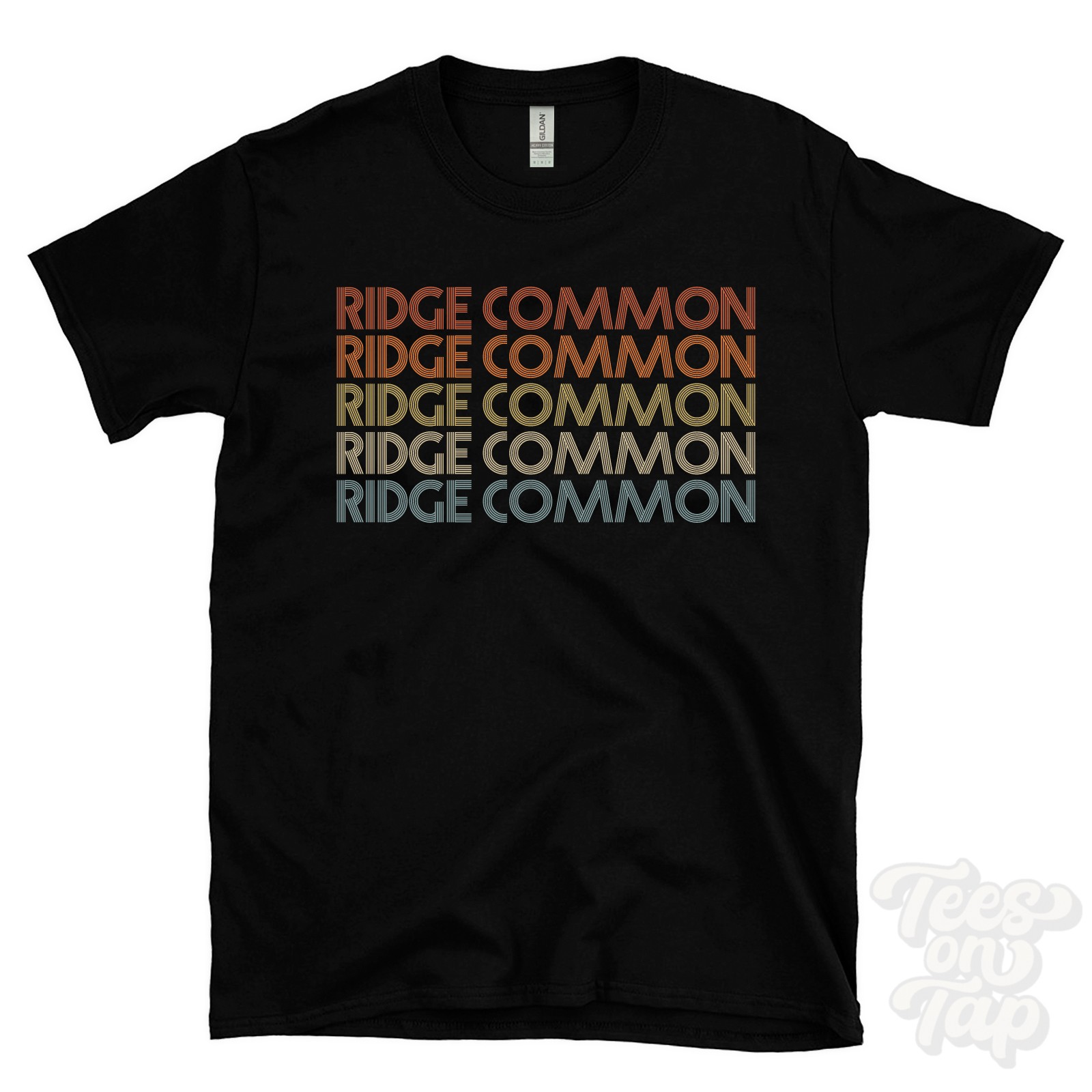 RIDGE COMMON REPEATED RETRO STYLE T-SHIRT mens & womens uk place name gift gallery