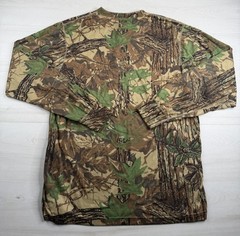 Vtg Cabelas Camo Henley Base Layer Shirt Heavyweight Hunting USA Made 80s 90s XL