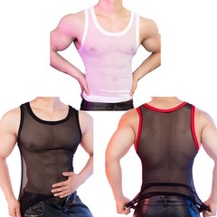 Men’s Mesh Transparent Breathable Underwear Slim Fit Elastic Sexy Men’s Vest