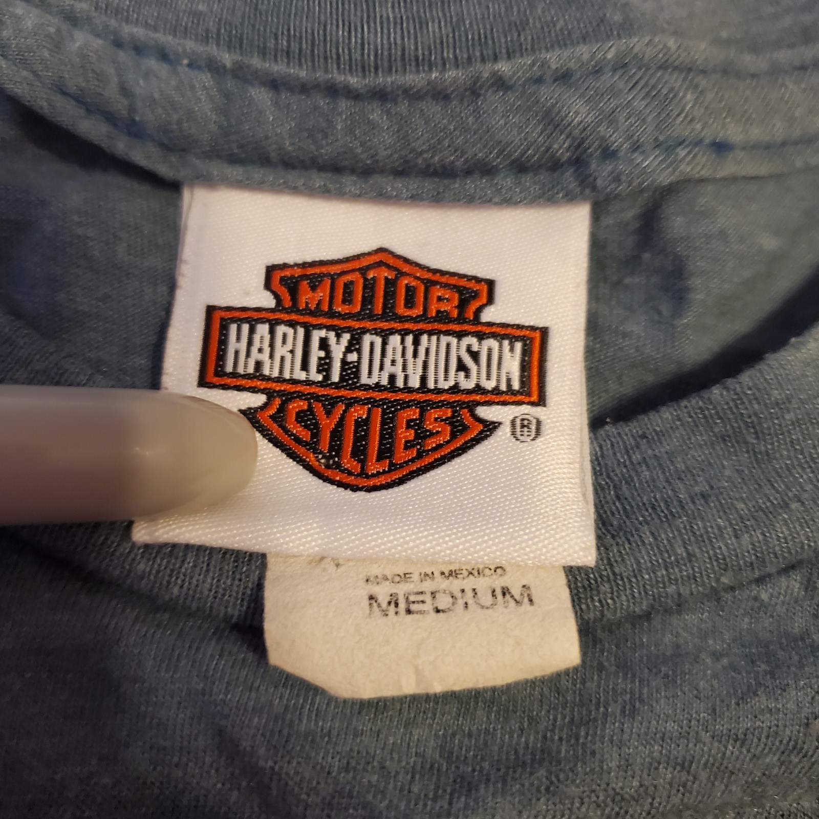Harley-Davidson Hyderabad India Eagle Flame Wings T-Shirt Men's Medium Blue Y2K gallery
