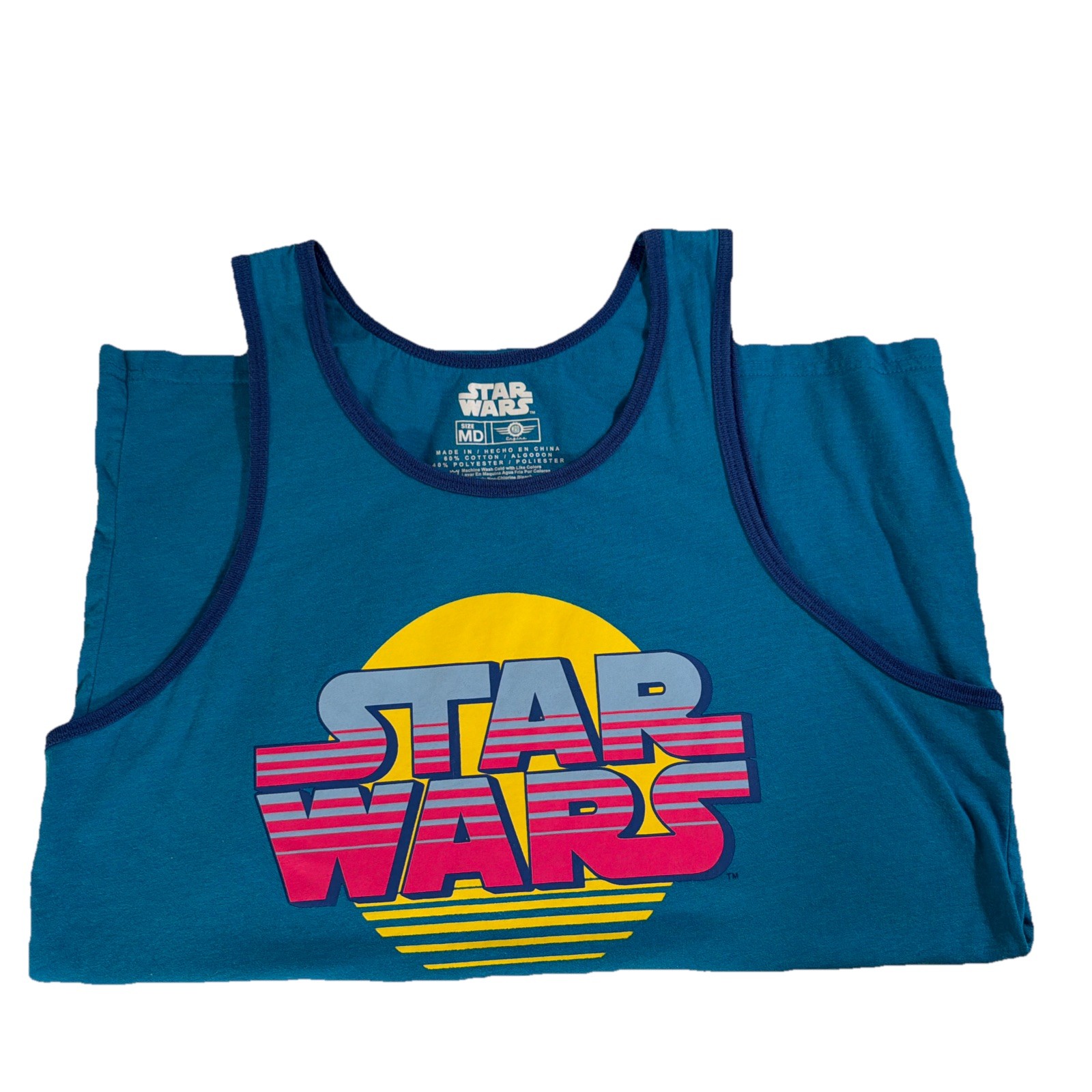 Star Wars Men's Size Medium Blue 70's Style Sleeveless Graphic Tank Top gallery