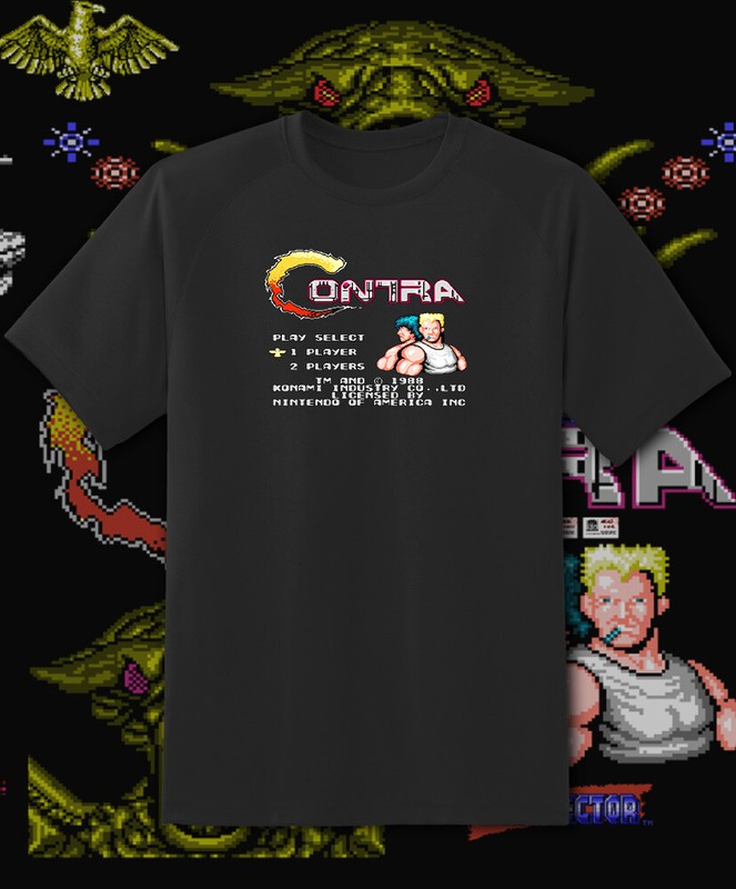 Contra NES Start Screen Retro Arcade Video Game T Shirt  Fast Ship!