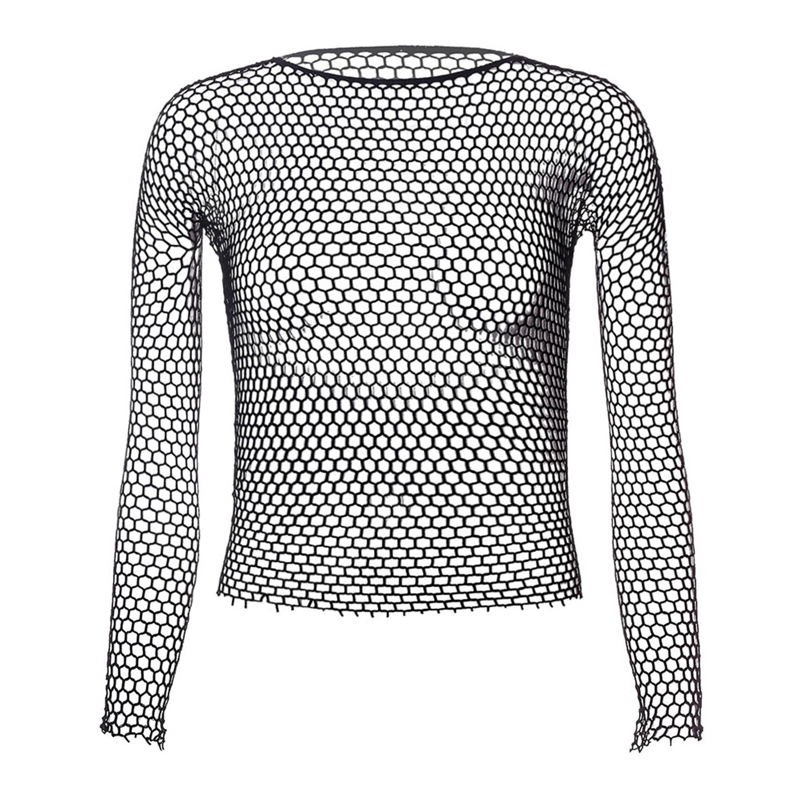 Mens Sexy Mesh See Through Fishnet T-Shirt Long Sleeve Muscle Undershirt Tops gallery