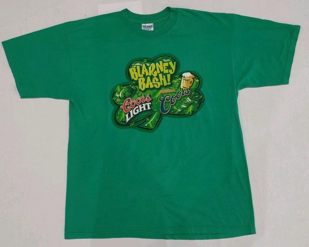 Vintage Coors Light Blarney Bash Gildan Green TShirt St Patrick's Day Men's XL gallery
