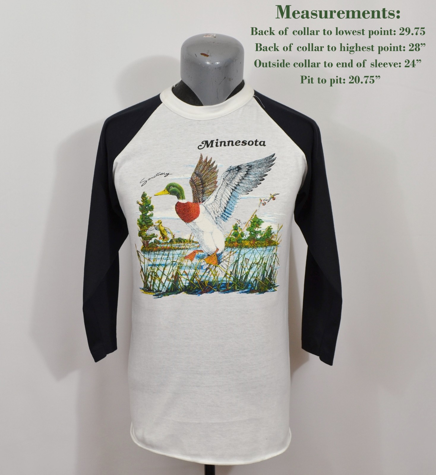 Vintage Minnesota Raglan T-Shirt Duck Sanctuary Nature Wildlife Tourist 1980's gallery