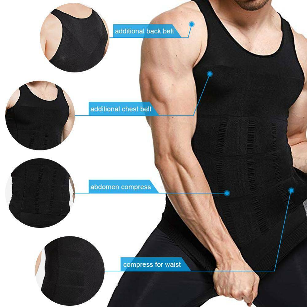 Men's Slimming Body Shaper Vest Abs Abdomen Compression Shirts Workout Tank Tops gallery