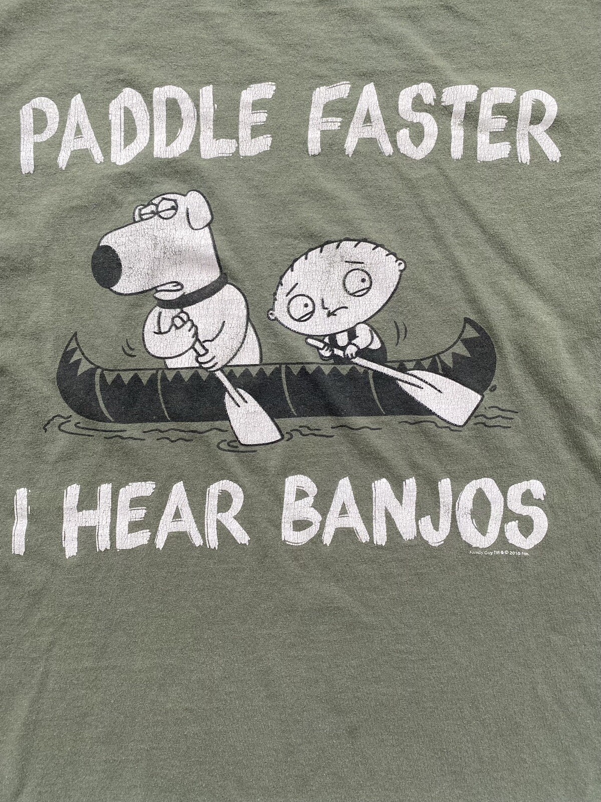 Family Guy 2010 "Paddle Faster I Hear Banjos" Green Tee Men's Small Used gallery