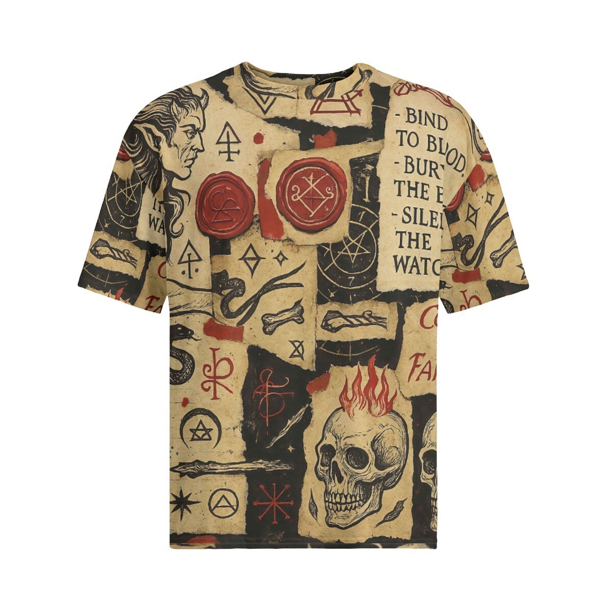 Dark Magic Spell Mystical Oversized Grimoire Cotton Tee Shirt T-Shirt Occult Hex