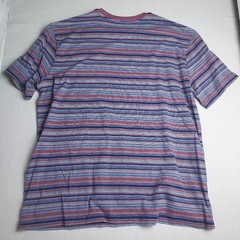 Roundtree & Yorke Mens Large Striped Pocket T Shirt Blue Pink Cotton Soft