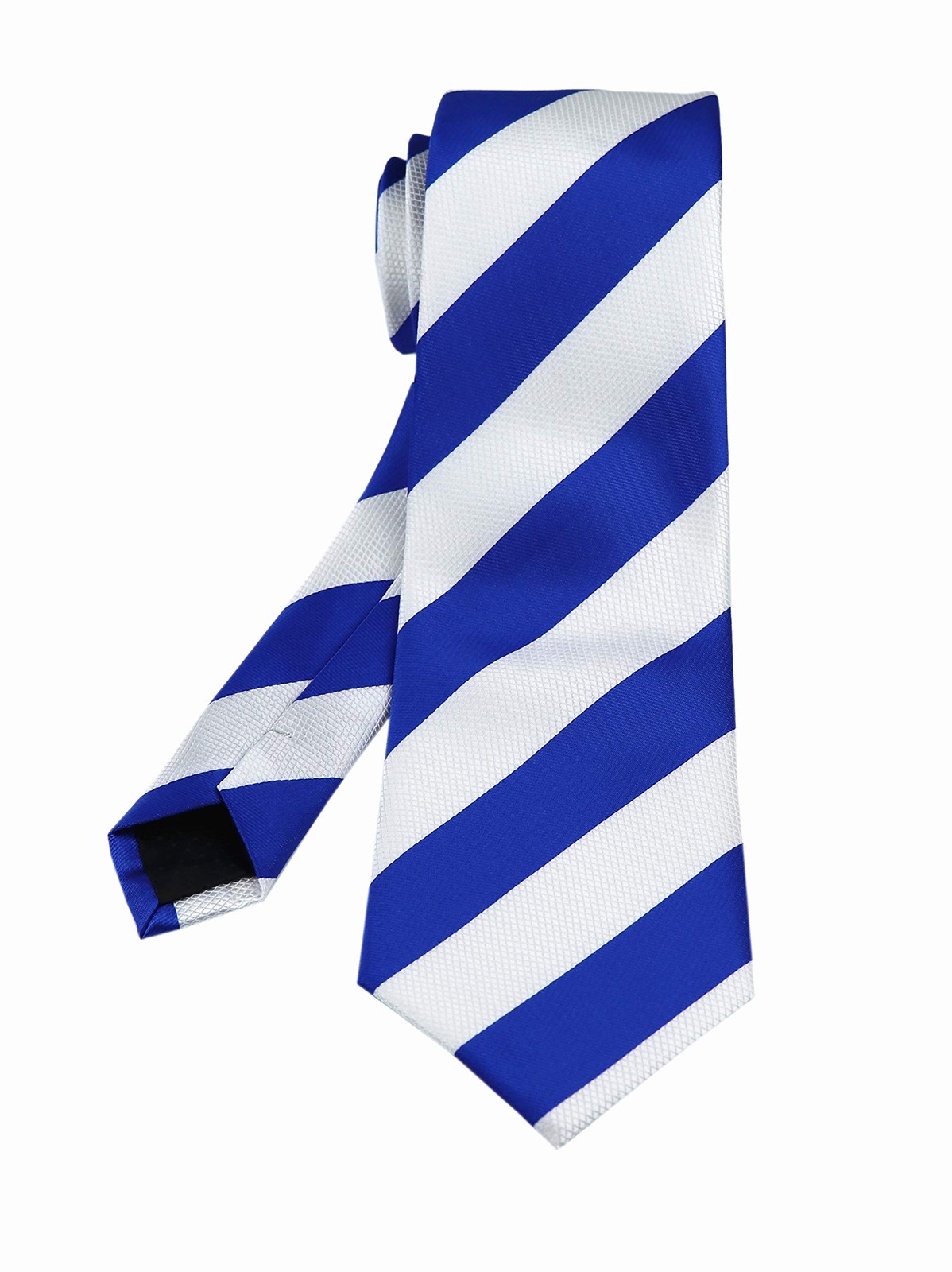 Men's Blue White Striped Jacquard Woven Silk Tie Formal Necktie LUD35 gallery