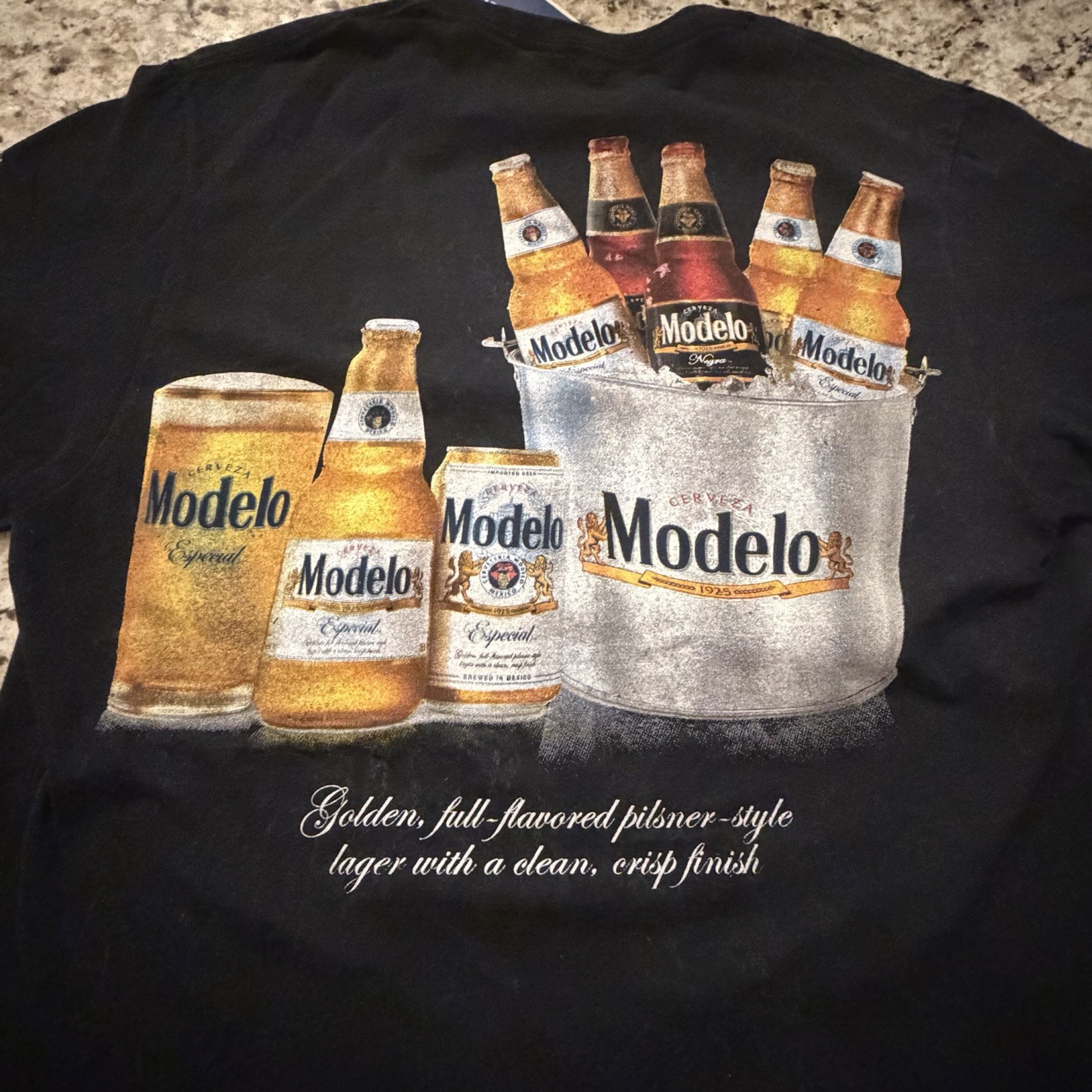 Modelo Cerveza Est 1925 Graphic T-Shirt Men’s Size M NWT Black with Grey Fleck gallery