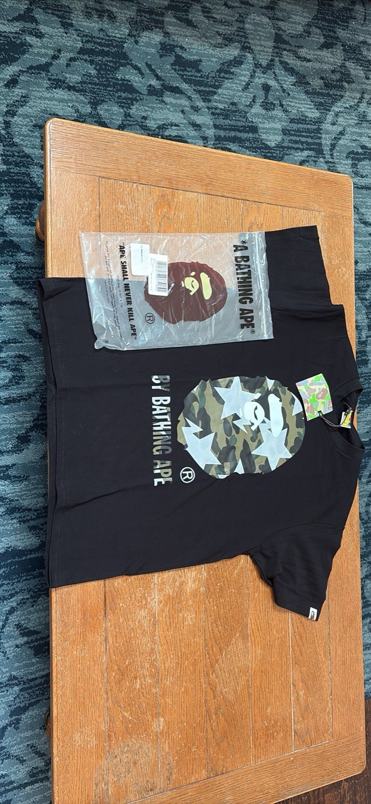 A Bathing Ape BAPE Men's Black Graphic Logo Crew Neck Short Sleeve T-Shirt L gallery