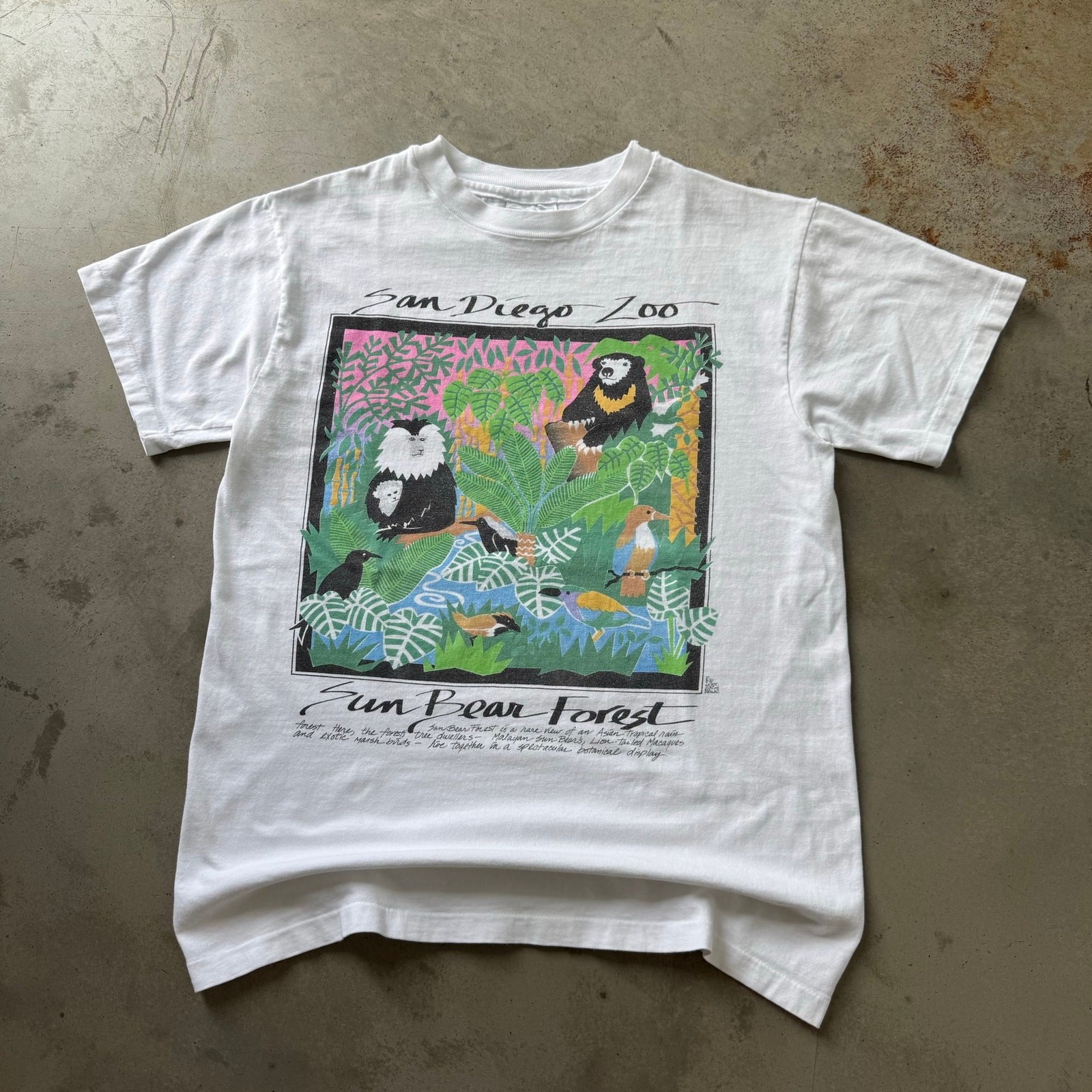 Vintage 90’s San Diego Zoo Sun Bear Forest Nature Retro Graphic T-shirt Size M gallery