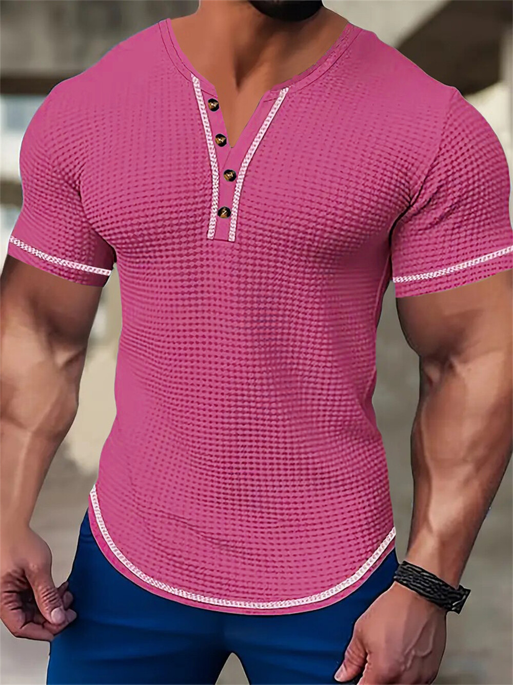 Men's Muscle V-Neck T Shirt Short Sleeve Shirt Gym Workout Athletic Tee Shirts gallery