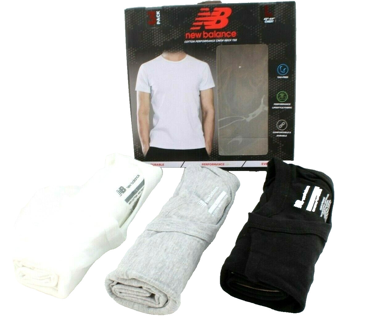 NEW BALANCE Size S (34-36) 3-Pk Classic Fit Crew Neck Men's T-shirts MSRP $40 gallery