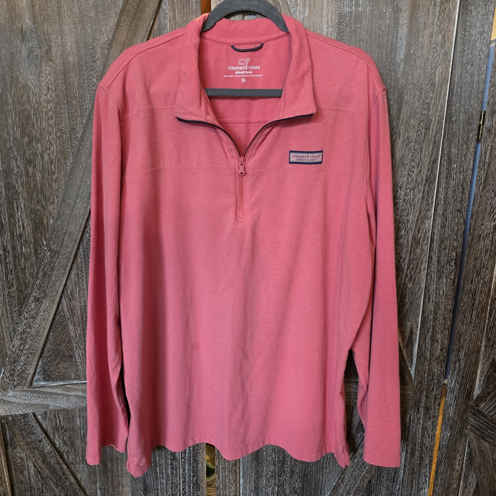 Vineyard Vines Shirt Men’s Size XL Pink Long Sleeve 1/4 Zip Collared Edgartown