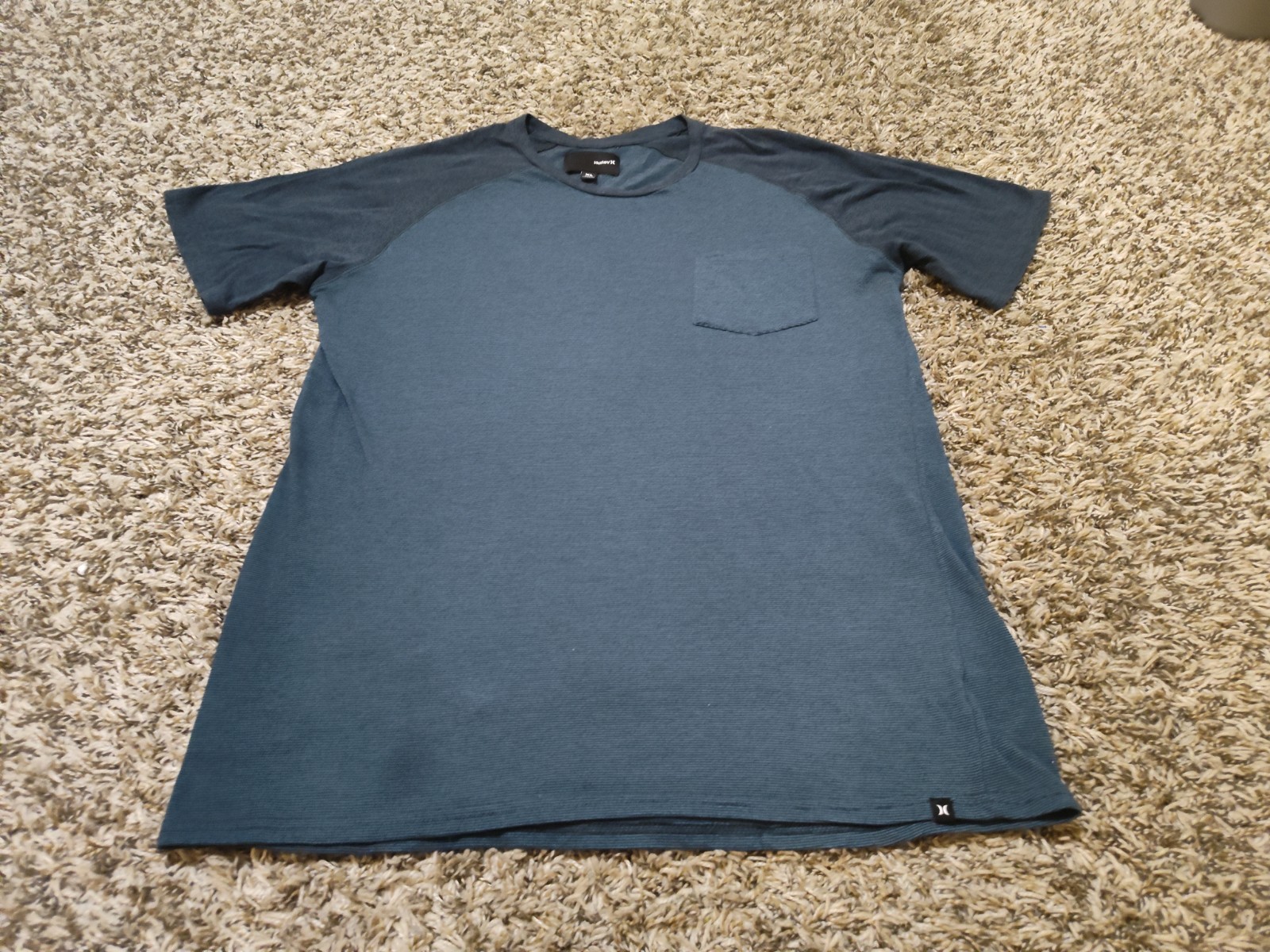 Hurley T Shirt Mens XL Blue Striped Short Sleeve Crewneck Pullover Cotton Poly gallery