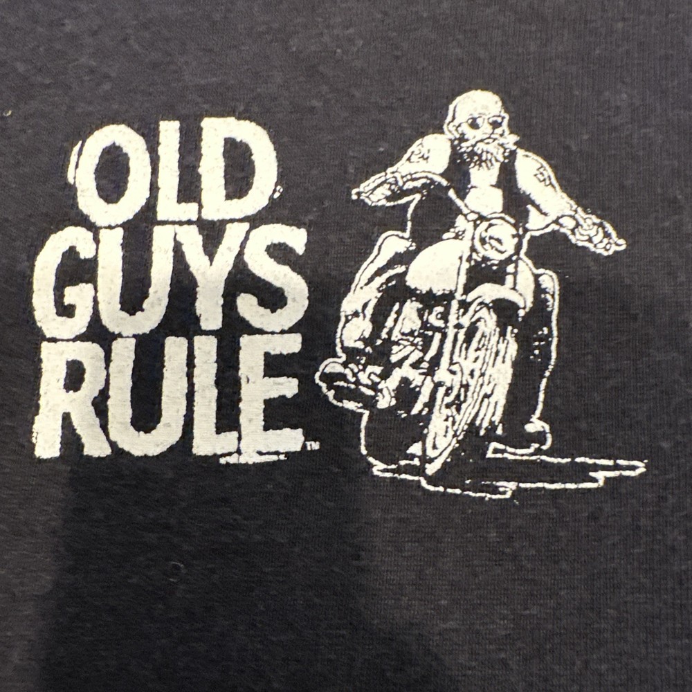 Old Guys Rule Motorcycle Biker Graphic T-Shirt Men’s XL Black