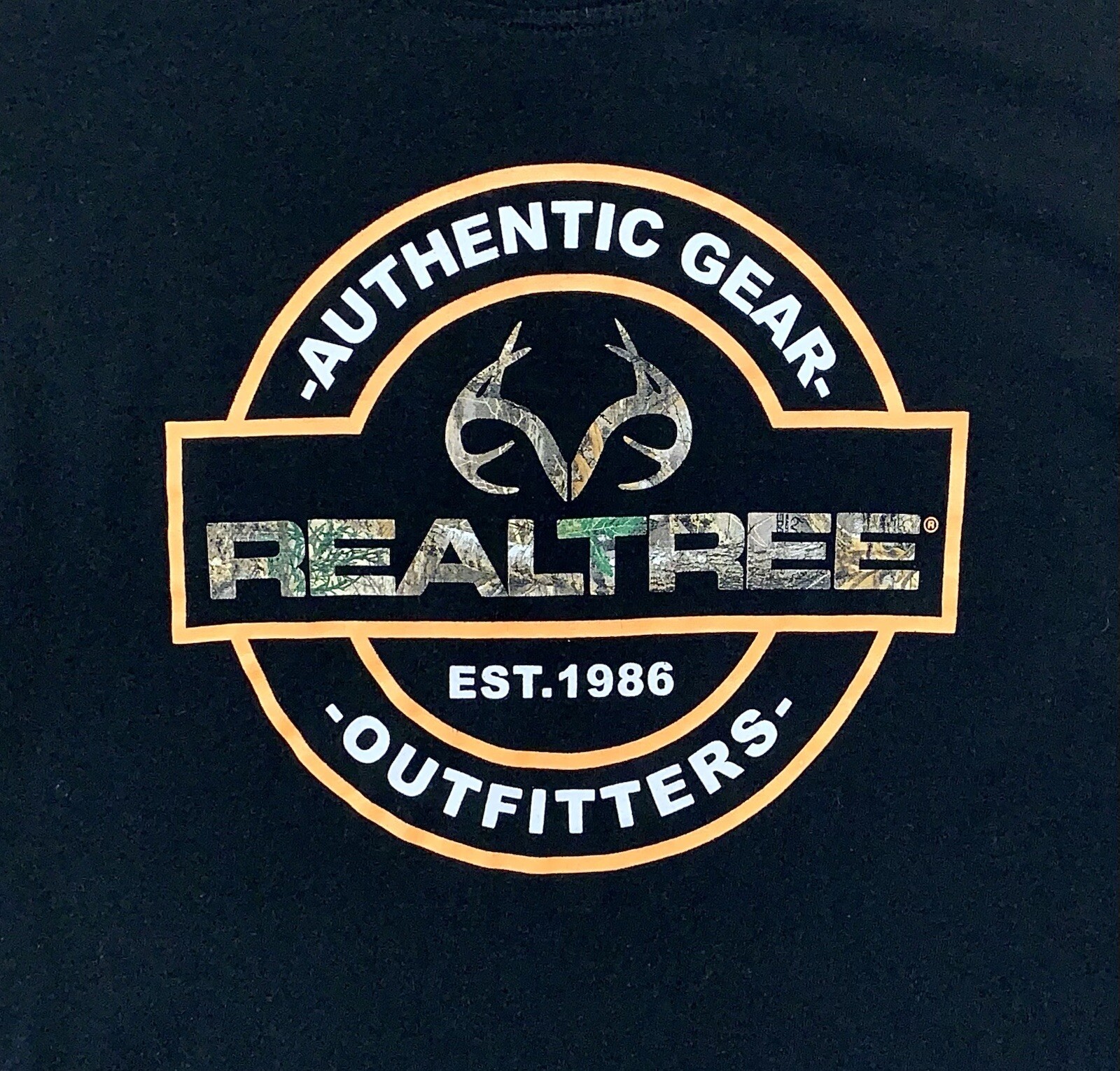 Realtree Authentic Gear Outfitters Est. 1986 Outdoor T-Shirt Size Large Black gallery