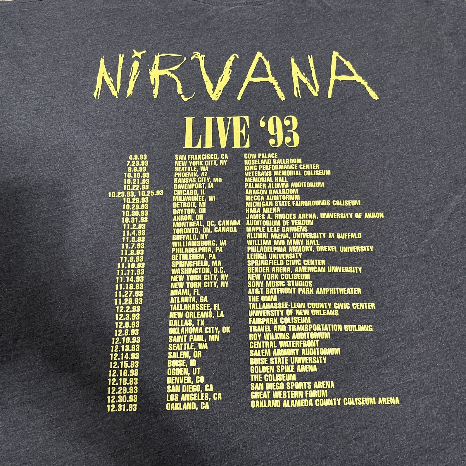 Nirvana Men's Smiley 1993 Tour Graphic Distress Relax Boxy Tee Size 2XL gallery