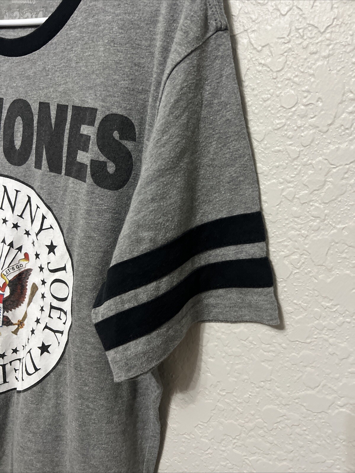 Ramones Eagle Crest Logo L Gray T-Shirt 1234 Punk Tee 2016 Stripe Sleeve Hey Ho gallery