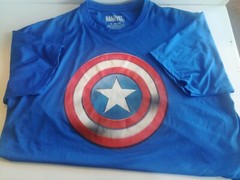 Marvel Captain America Shield Graphics T-Shirt Solid Blue Short Sleeve X Large