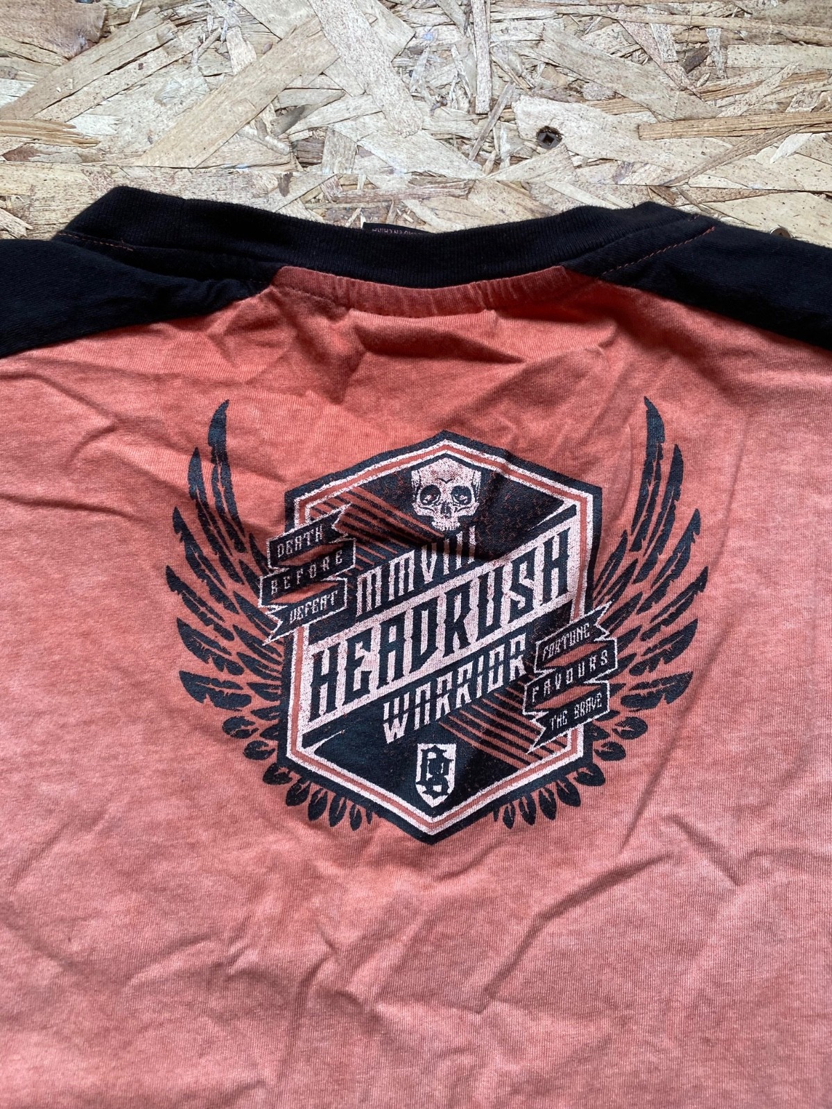 Orange & Black Headrush y2k Skull graphic t-shirt 2XL Reg. fit men's gallery