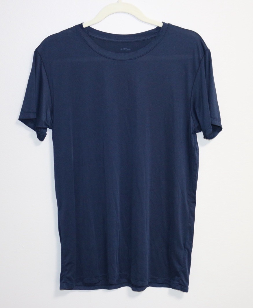 Uniqlo Airism Men Micro Mesh Lightweight Polyester Spandex Size M Blue Tee Top gallery