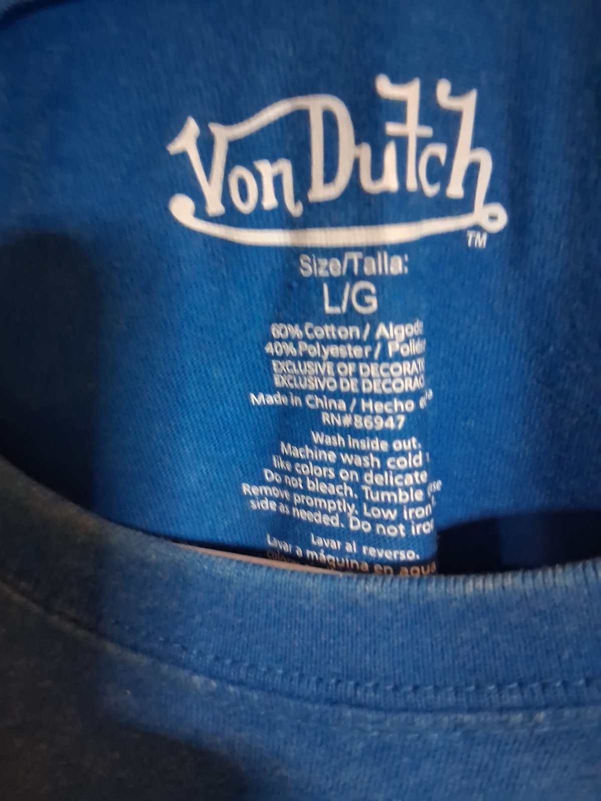 Von Dutch Men’s L Blue Cotton Blend Crew Neck Graphic T-Shirt Genuine Riders gallery