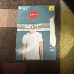Hanes Premium Classic Fit Tagless tshirt Men’s Large 5-Pack White Moisture Wick