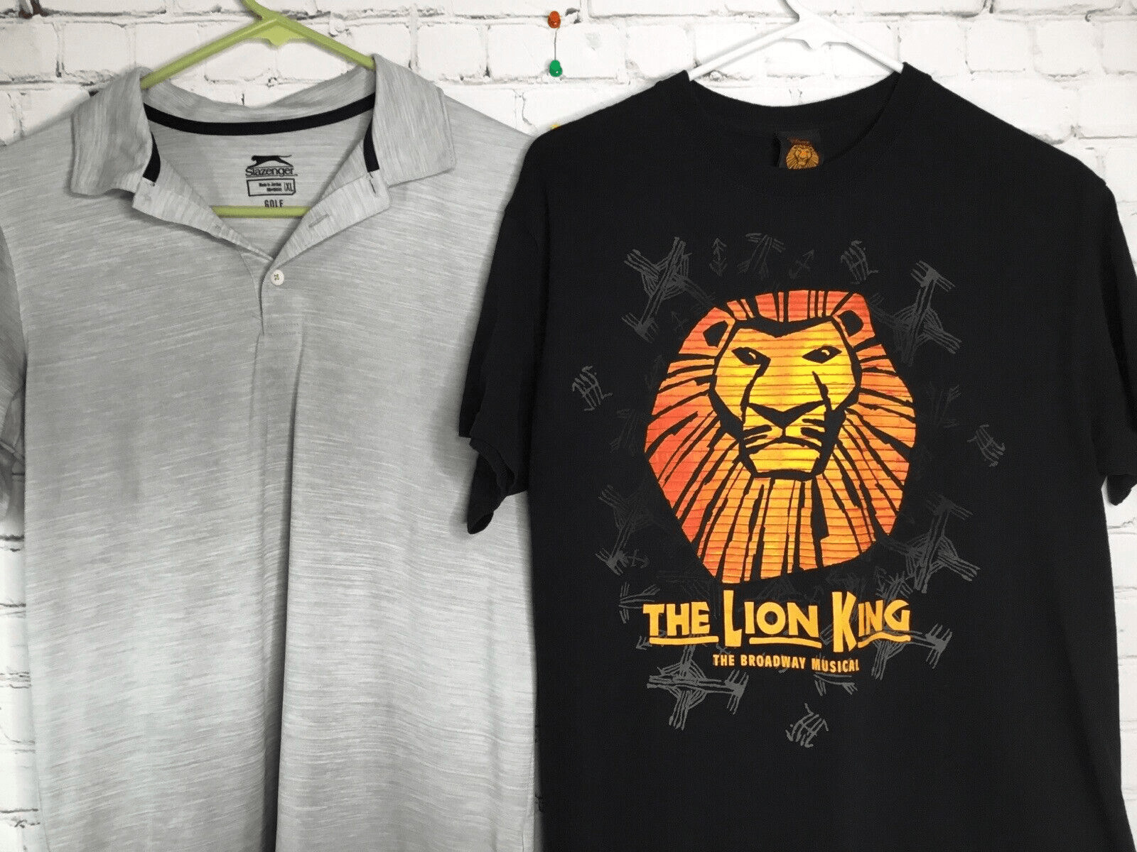 Slazenger Golf / Disney Lion King Men's Lot Of 2 Gray/Black Polo/T Shirt Size XL gallery
