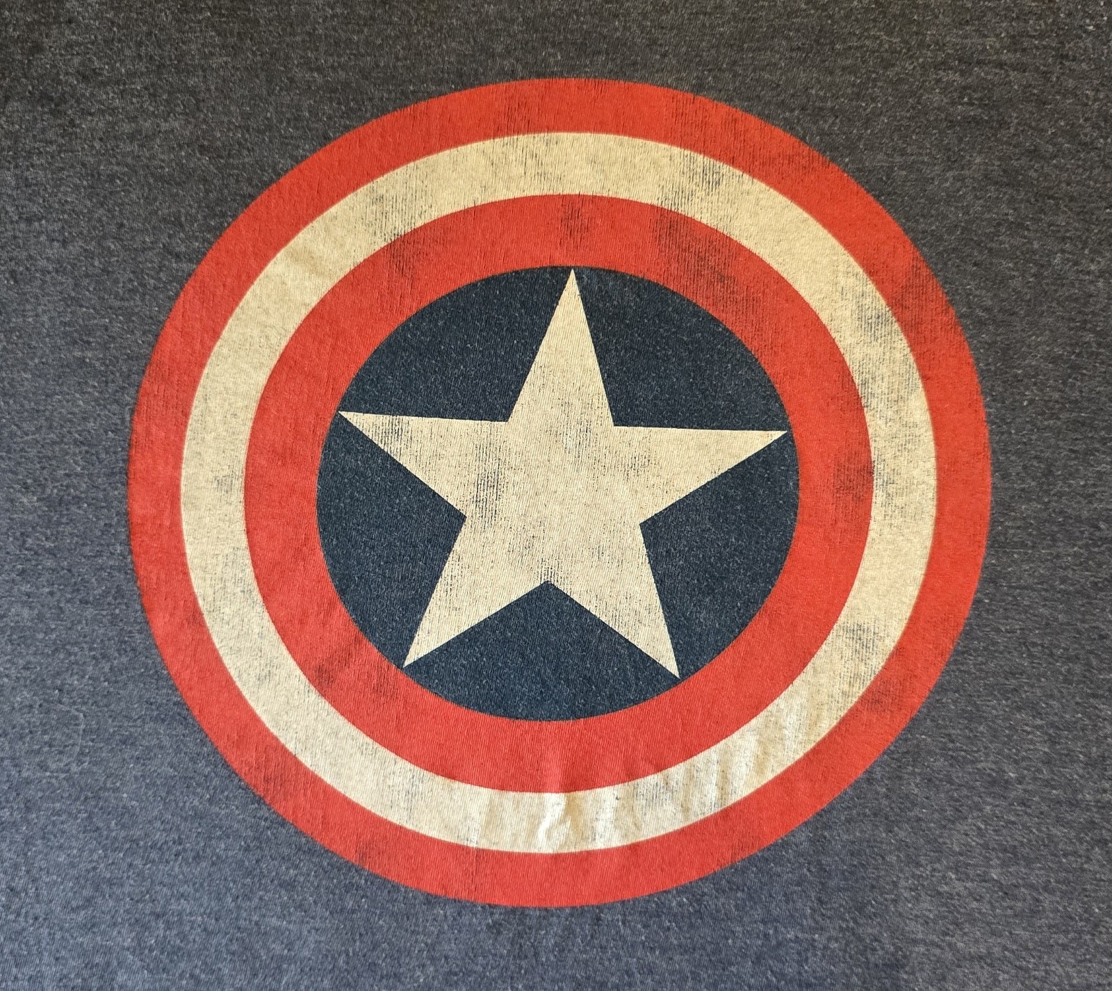 Marvel T-Shirt Captain America Distressed Shield Graphic Logo Blue Size Large gallery