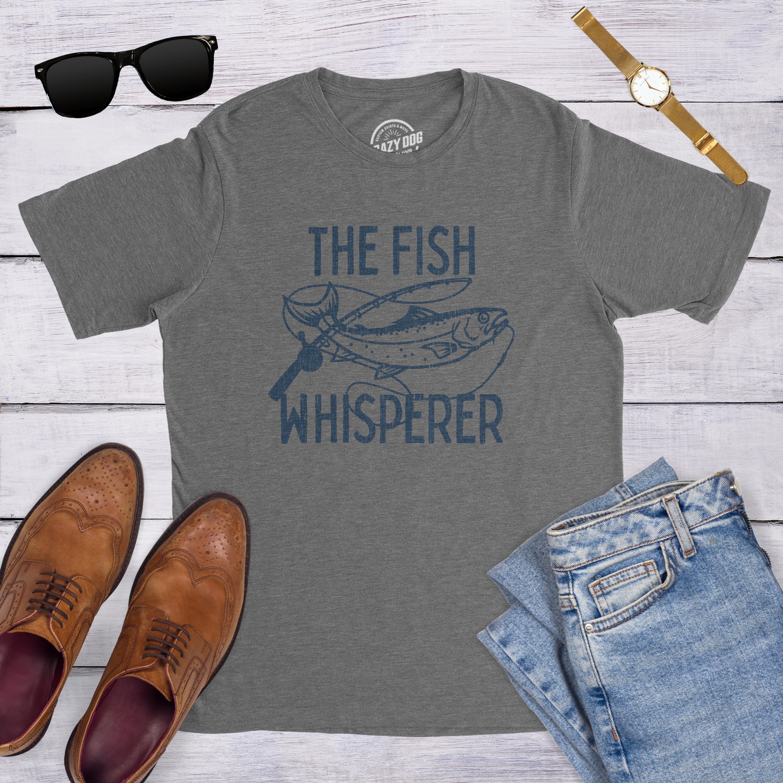 Mens The Fish Whisperer T Shirt Funny Fishing Lake Time Graphic Novelty Tee gallery