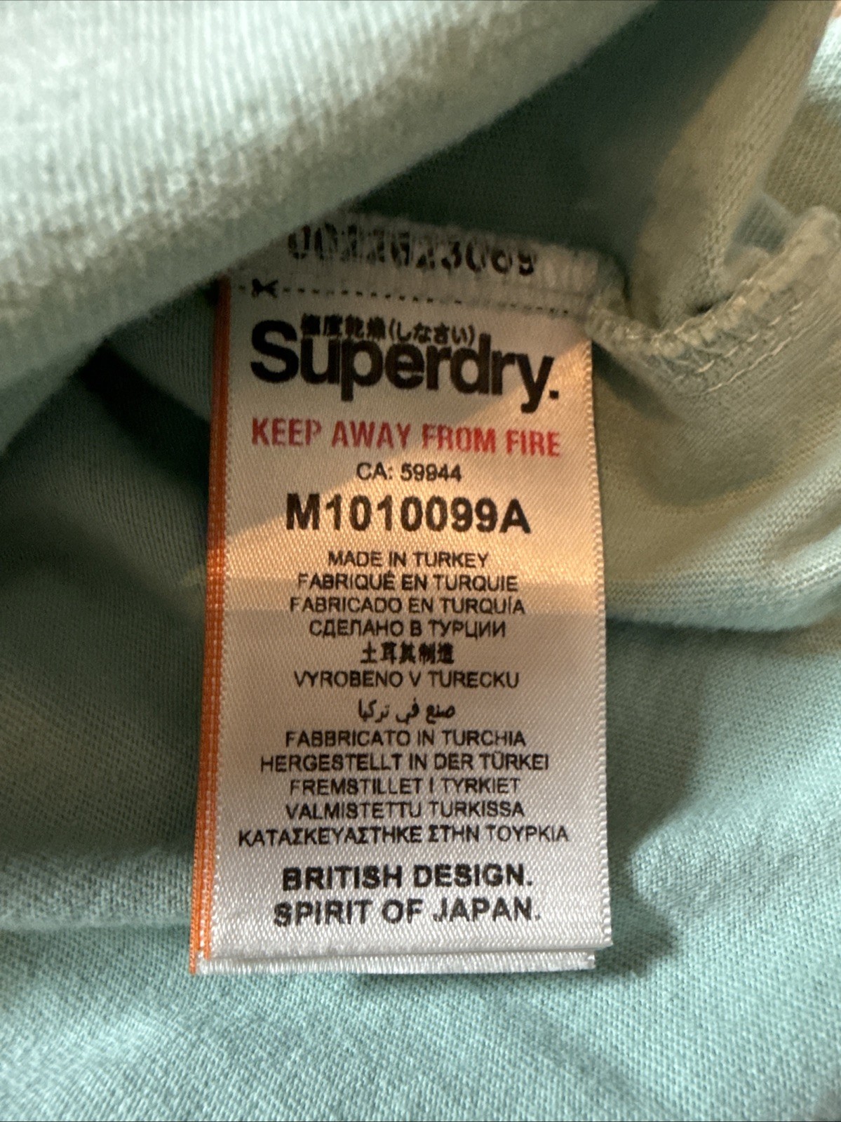 Vintage SUPERDRY Premium Goods Graphic T-Shirt Light Blue Men's Large gallery