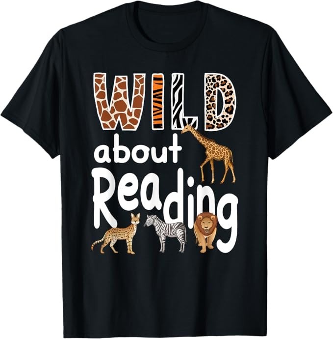 Zoo Animals Wild About Reading Books Reader Lover Librarian T-Shirt gallery