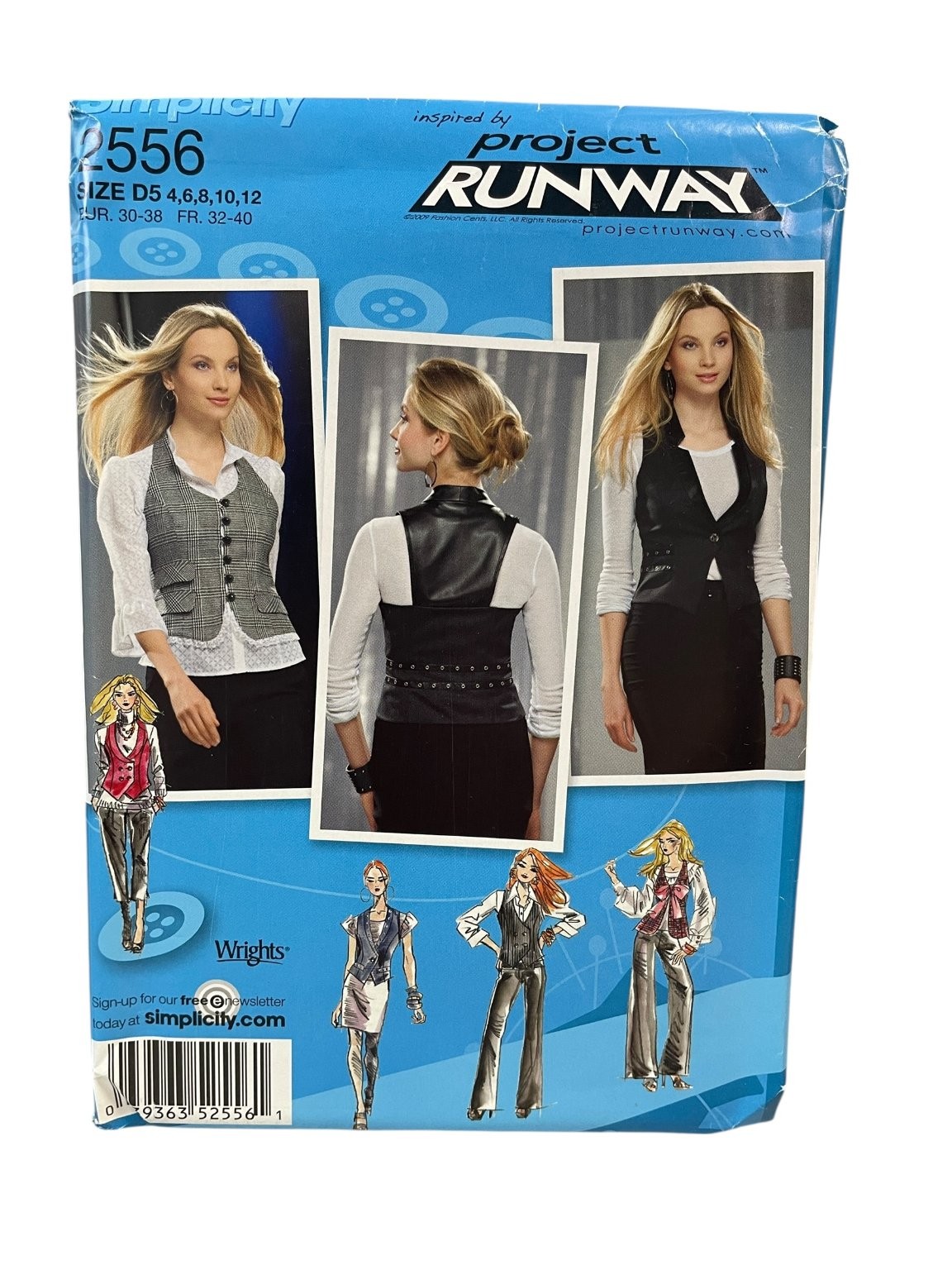 Simplicity Project Runway 2556 Misses’ Vests Separates Size D5 4-12 Modern