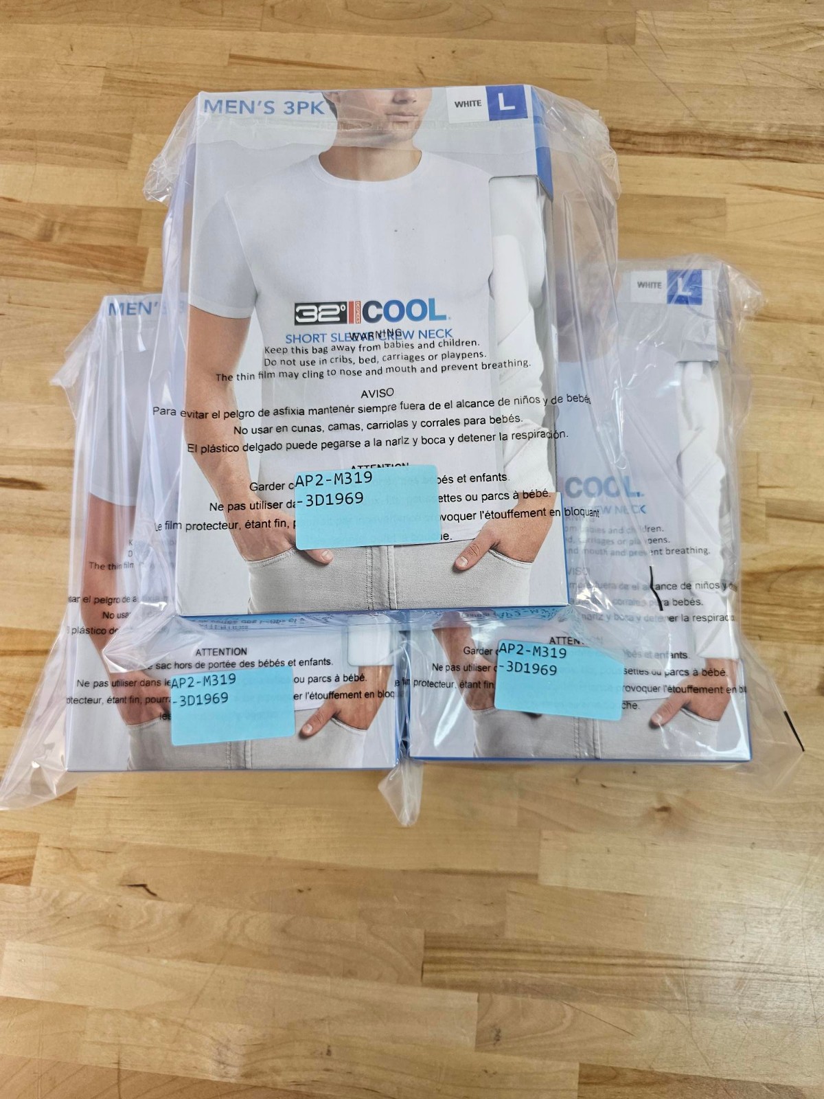 L / LARGE WHITE - 3 PACK - 32 Degrees Cool Men's Short Sleeve T-Shirts Crew Neck gallery