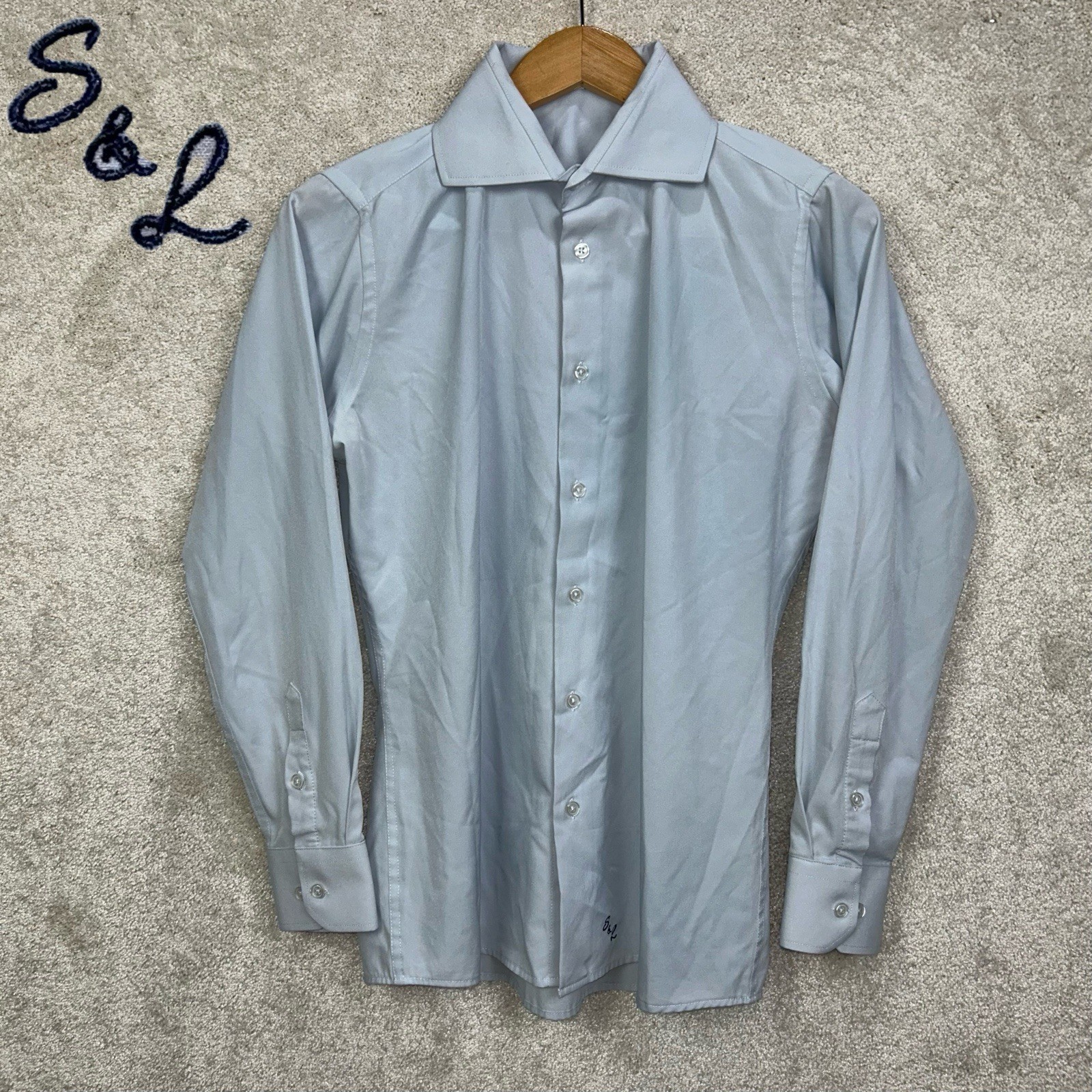 State & Liberty Athletic The Javier Pale Blue Spread Collar Stretch Button Shirt gallery