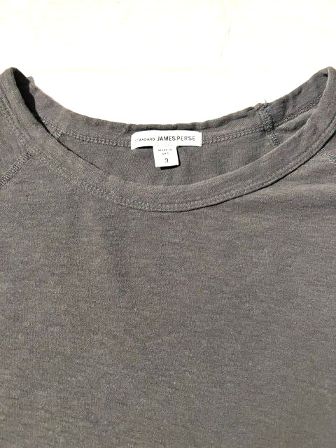 JAMES PERSE Standard Mens Charcoal Grey Cotton L/S Tee T-shirt sz 3 L Made USA gallery