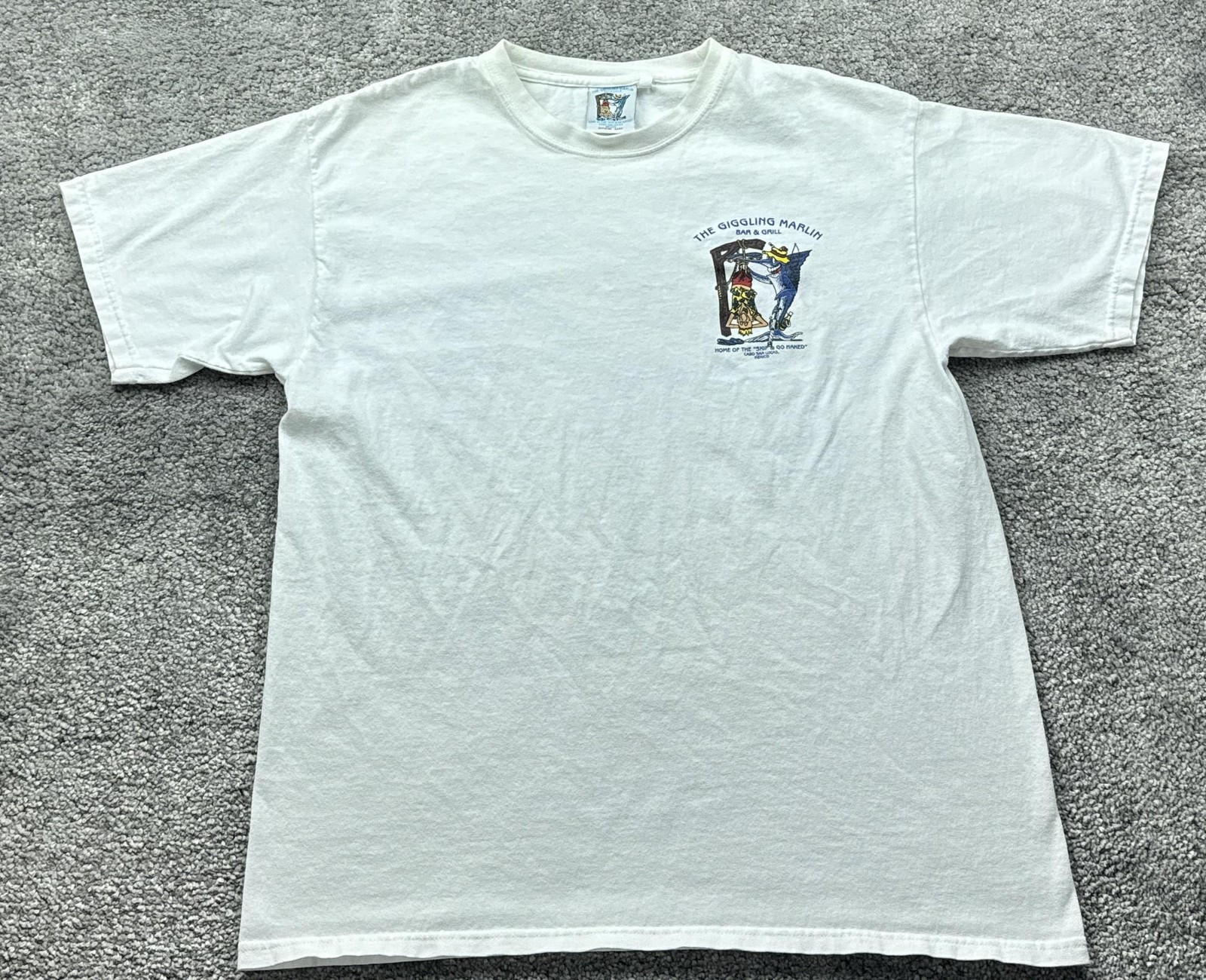 The Giggling Marlin Shirt Mens L White Marlin Fish Back Graphic Cabo Mexico gallery