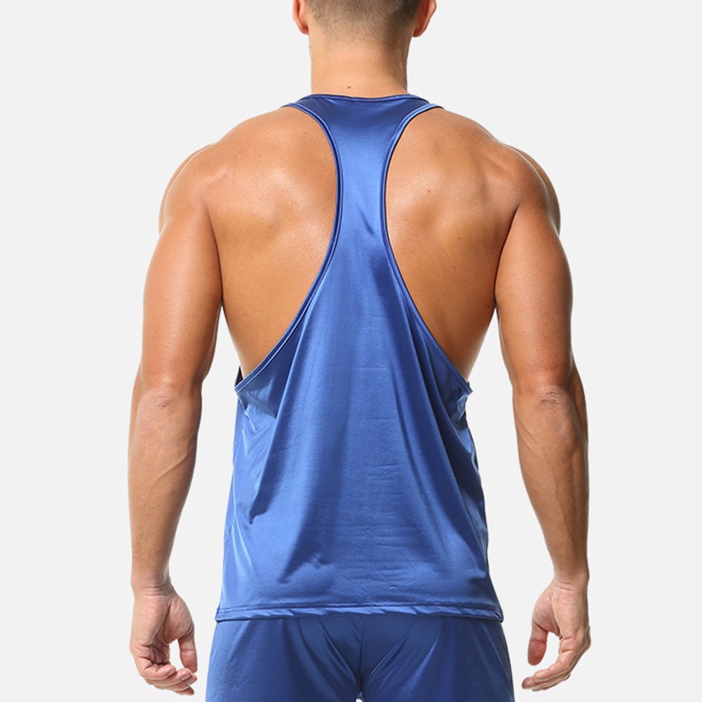 Glossy Oil Shiny Men Tank Top Satin Sleeveless Vest for Sports Gym Use gallery