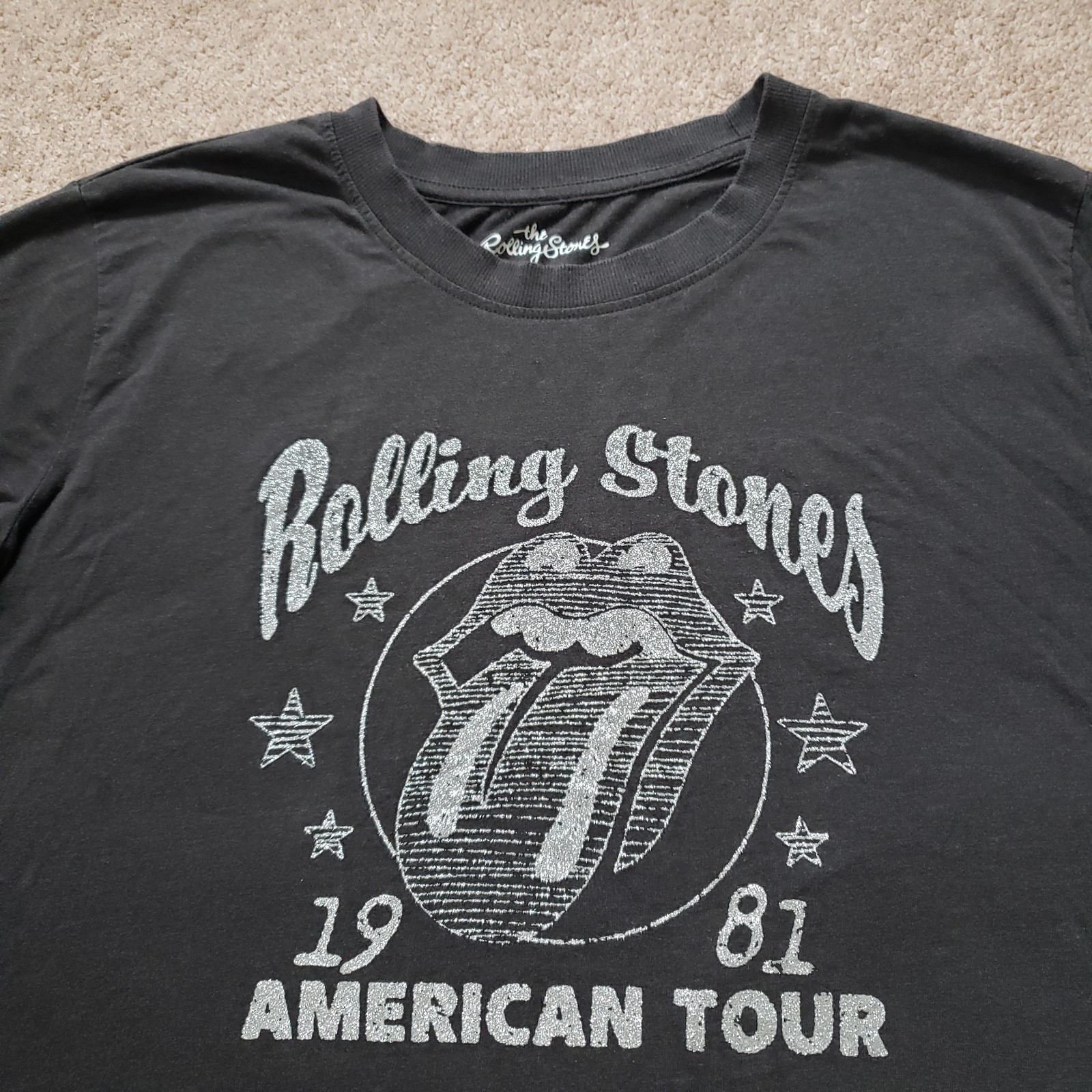 2024 Rolling Stones American Tour 81 Glitter Size XL Mens Dark Gray T-Shirt Rock gallery