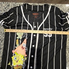 Nickelodeon SpongeBob Baseball Jersey Large Black Pinstripe