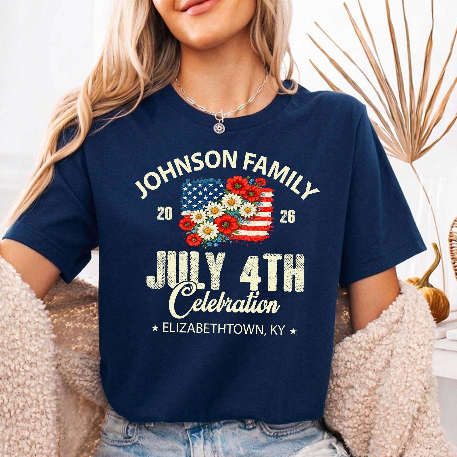 Personalized Family Reunion Shirt Custom Name July 4th Patriotic Flag Tee 2026