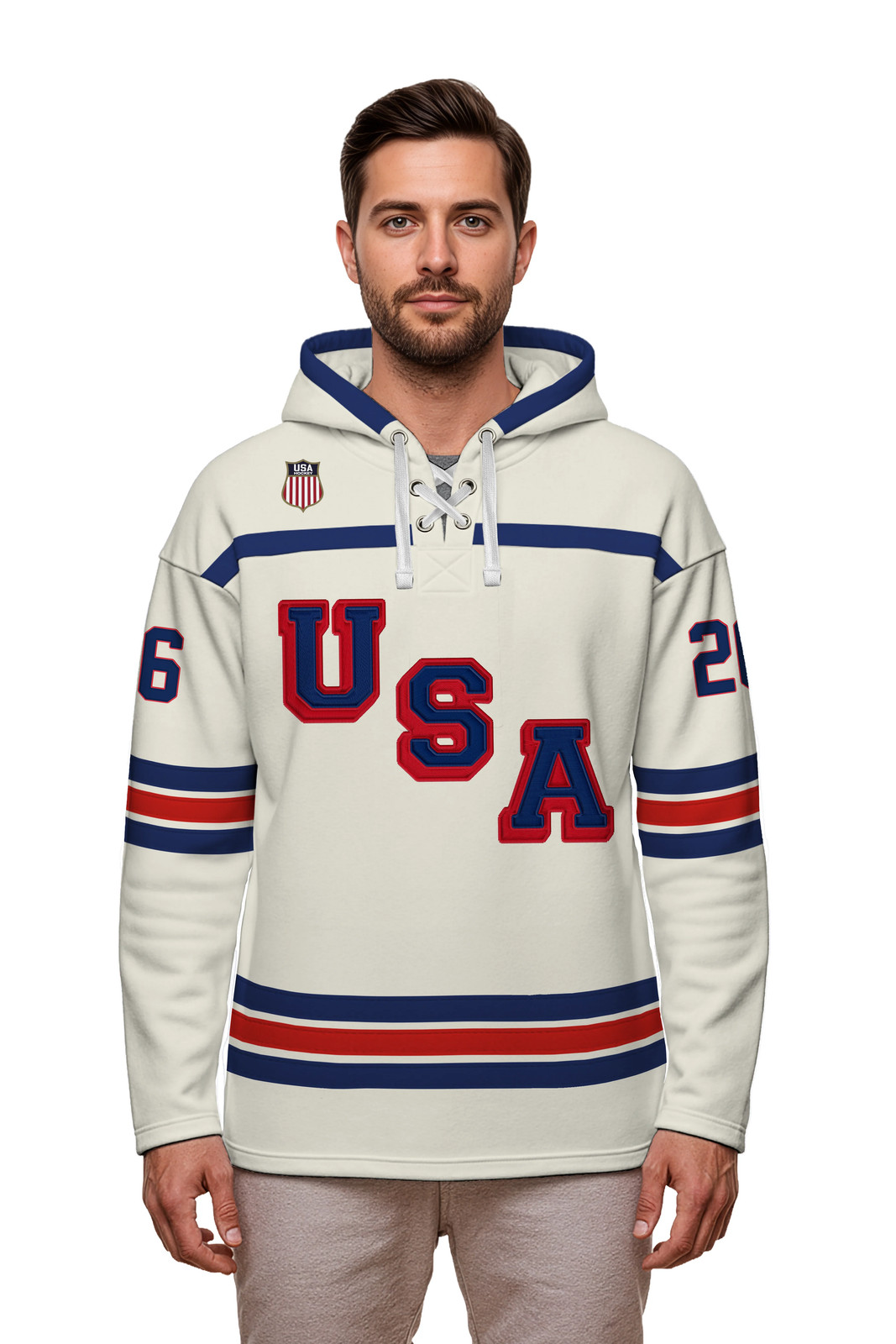 USA Hockey Shield 2026 Replica Jersey Vintage White Lace Hoodie