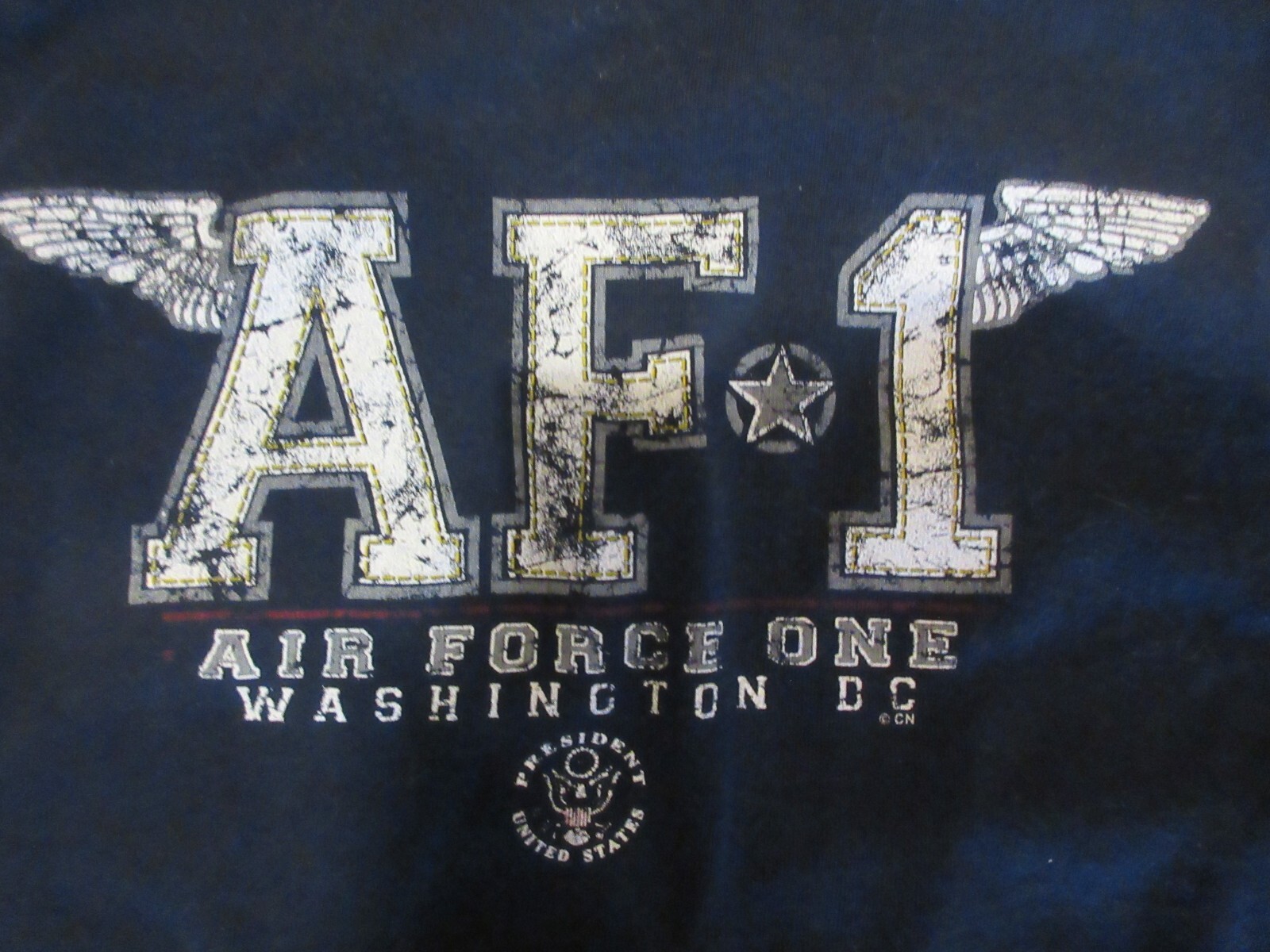 Air Force One T-Shirt Gilden Mens XL Military Navy Blue AF1 Jet Patriotic USA gallery