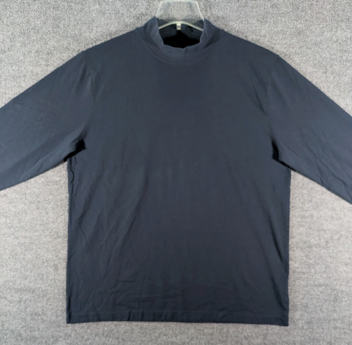 LL Bean Mock Neck Shirt Mens Large Navy Long Sleeve Tee 100% Cotton 508112 gallery