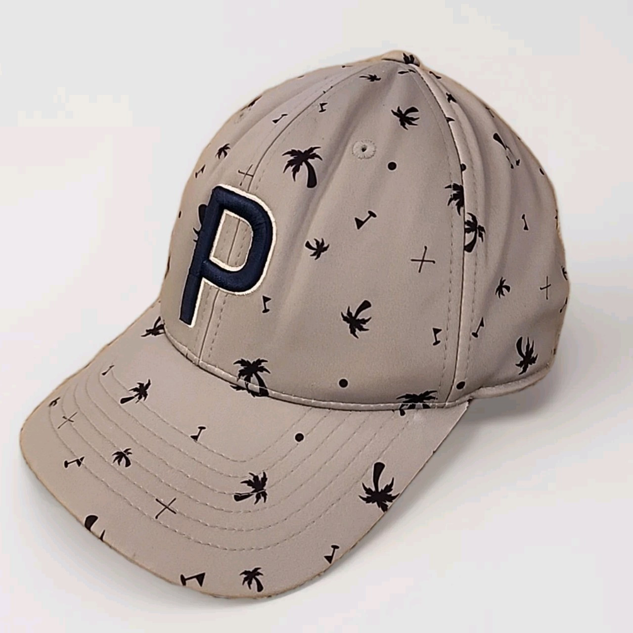 Puma Golf 110 Snap Back Hat Cap Adult Adjustable Blue Palm Trees One Size R2